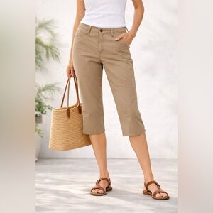 Lauren Jeans Co. Ralph Lauren Khaki Capri cotton Pants Size 10P